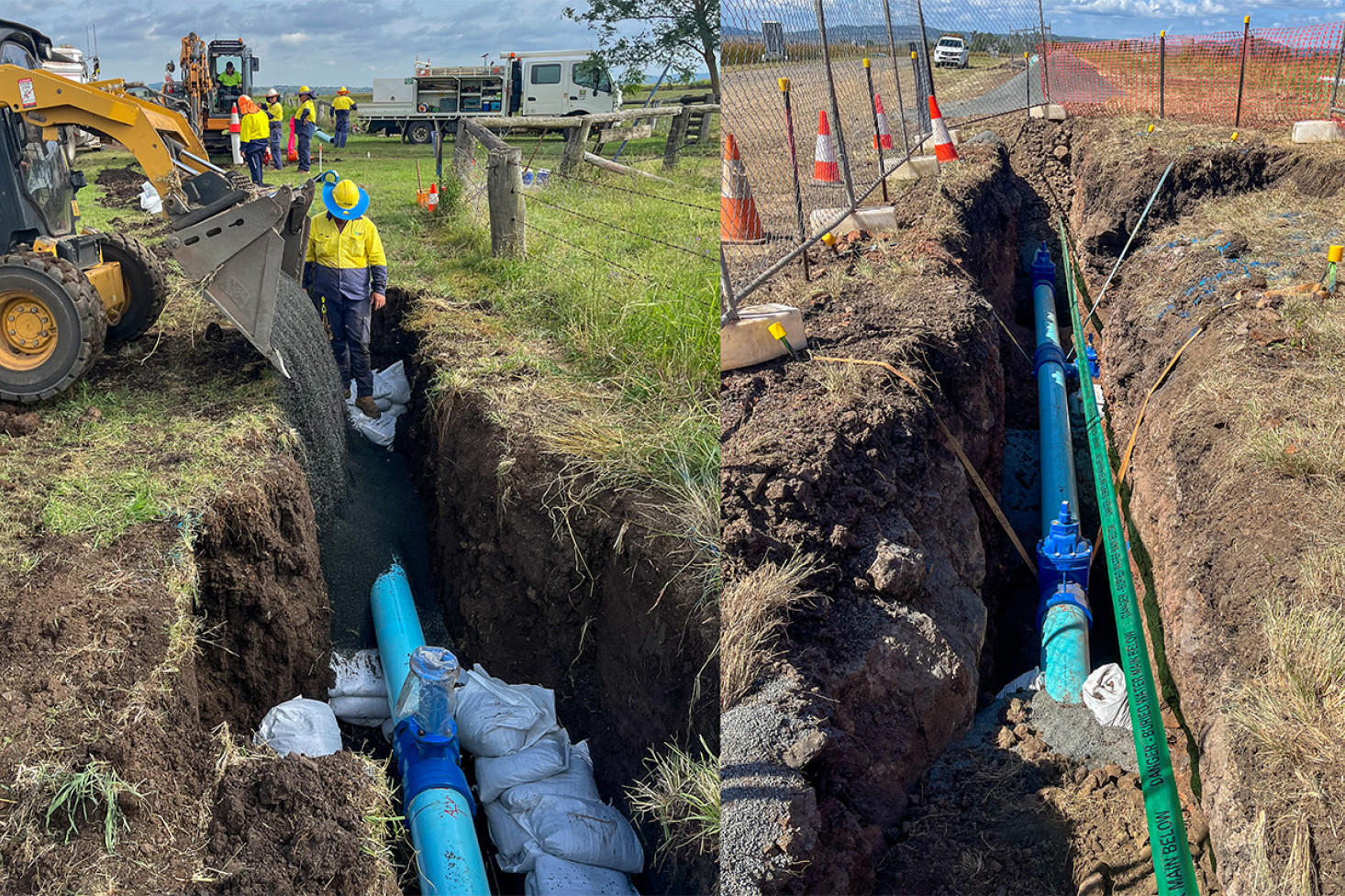 Work has been progressing on the Four Communities water supply project, with the first section being built between Greenmount and Cambooya. Alongside Henry Road, backfilling has been taking place.