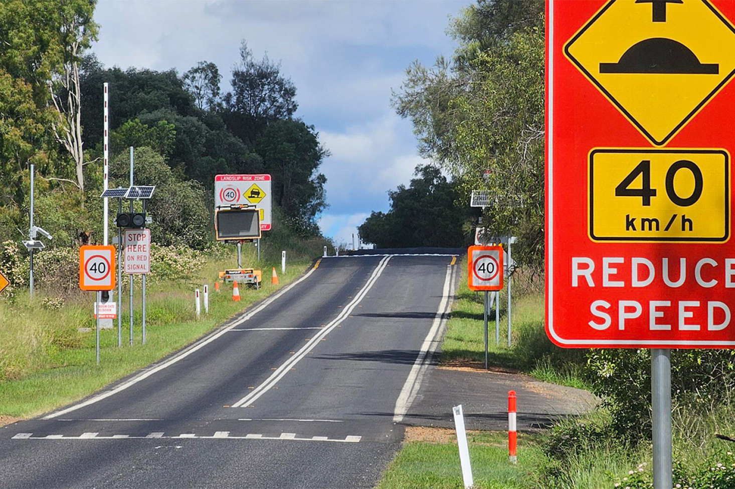 The section of Gatton Clifton Road at Mount Whitestone where the landslide is occurring.