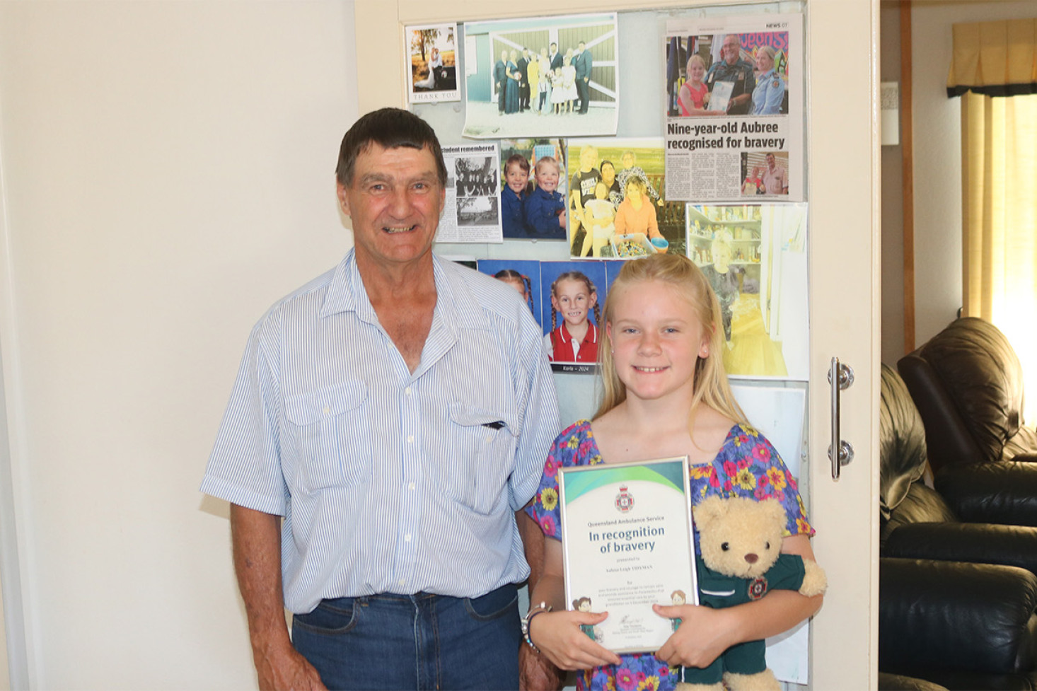 Roland Teakle with his “cool under pressure” grand-daughter Aubree Tidyman.