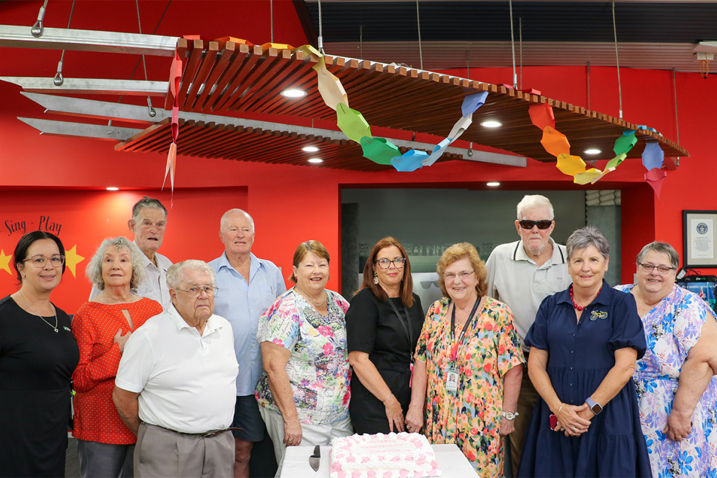 Colleagues from Bernie Trimingham’s Clifton Shire and Toowoomba Regional Council years joined Bernie for the celebration. From left: Peta Jessen (TRC staff), Nelma Ward (Clifton Shire), Bernie O’Donohue (Clifton Shire Councillor), Les Heyman (front) (Clifton Shire staff and Councillor), Ron Gurney (Clifton Shire staff), Liz Burgess (Clifton Shire staff), Donna Johnson (TRC staff), Bernadette Trimingham, Ian Jones (Clifton Shire Mayor), Anne Glasheen (Clifton Shire and TRC Councillor) and Maryann Bisdee (Clifton Shire Councillor).