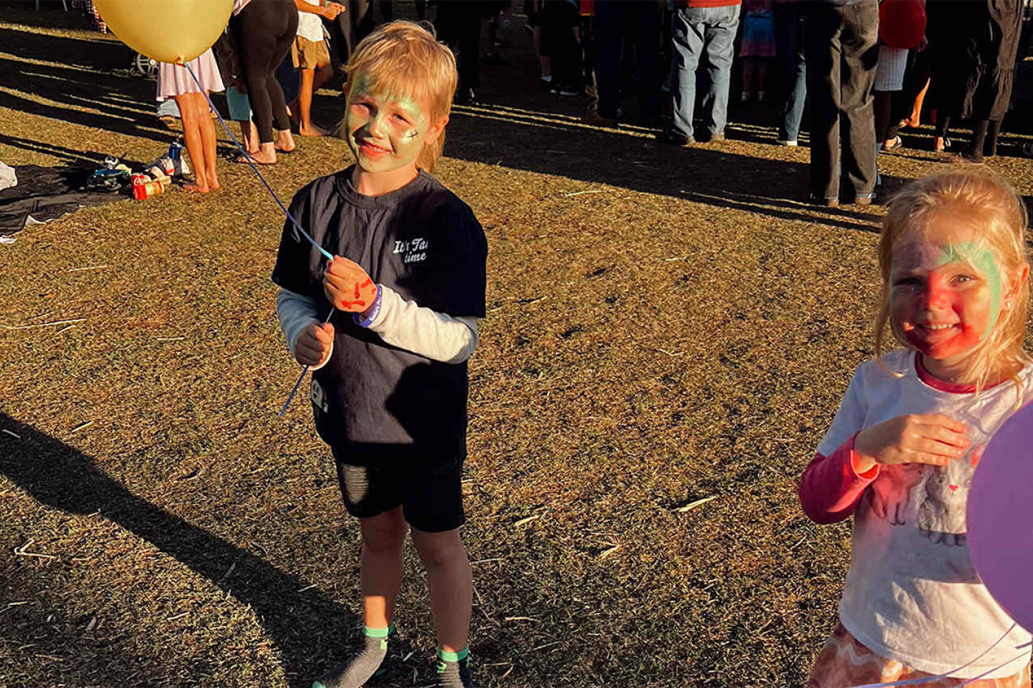 Harry and Charlie Whale having fun with the balloons.