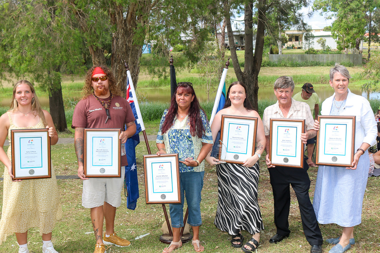 Sally Clifford, William Thira-mayinj Haupt, Jennifer Wharton, Keyara Kennedy, Alan Jackson and Debbie Goudie.