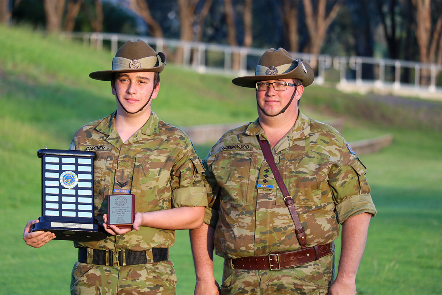 Jimmy Gartner received the trophy for Most Outstanding Cadet by 19ACU Officer Commanding Captain (AAC) Peter Greenwood.