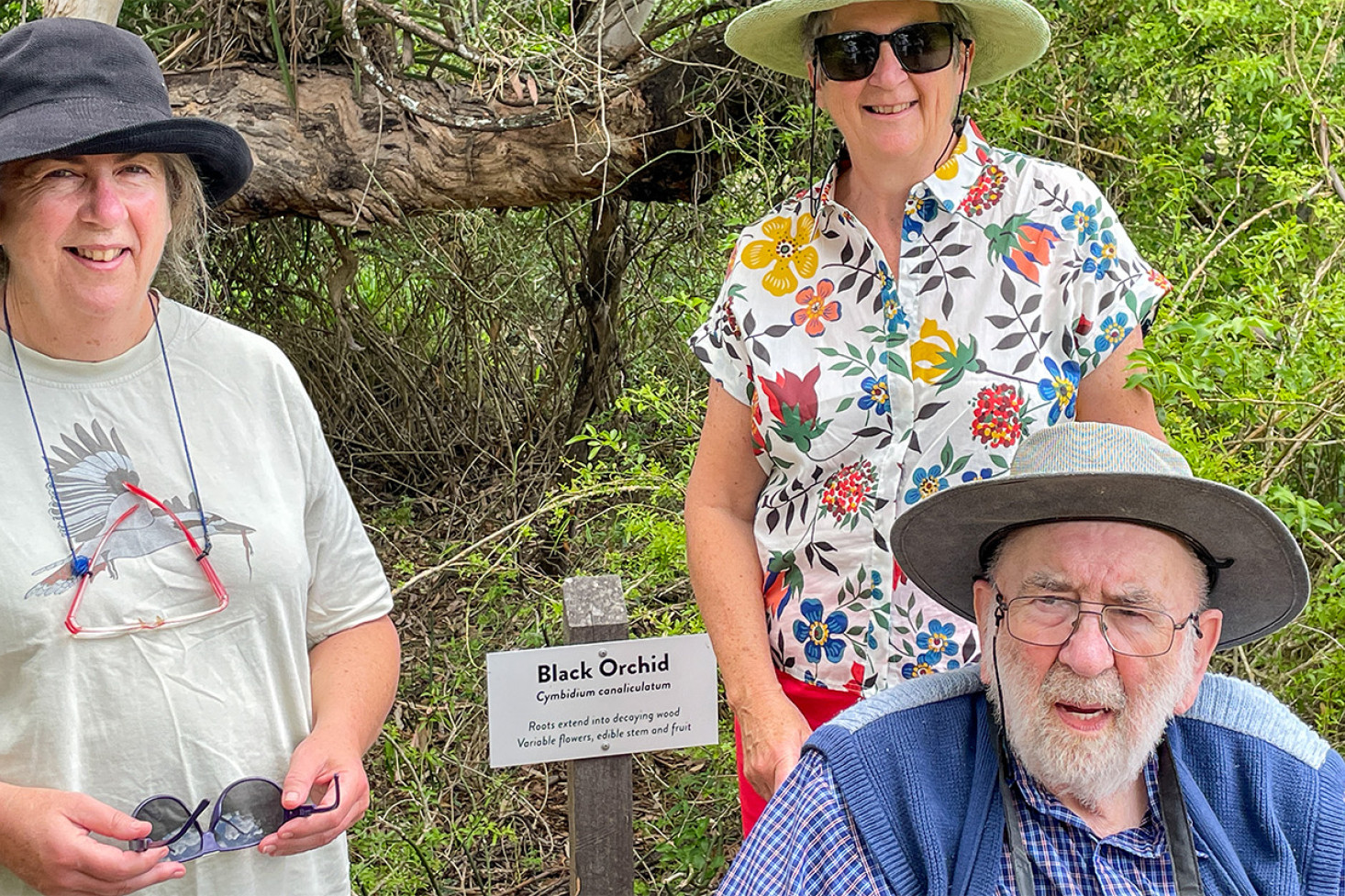 John Walter (front) with his daughters Susan and Kathy at the Irongate Conservation Park.