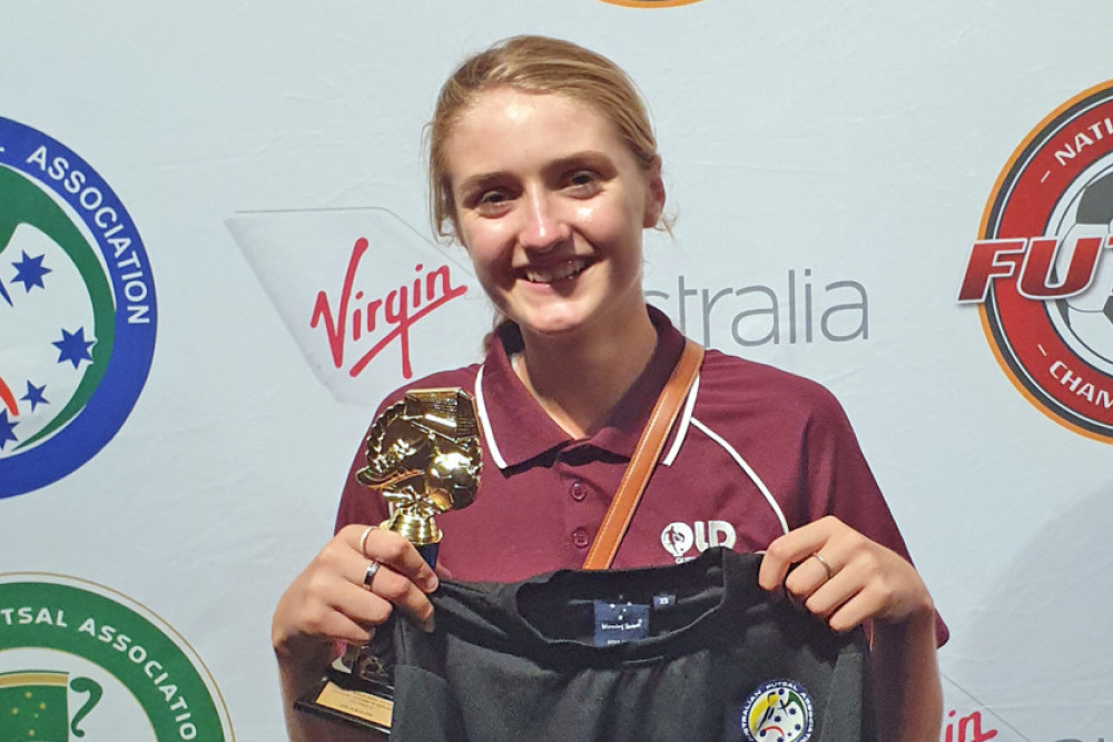 Futsal player Jordon Fenton-Anderson with her Australian jersey.