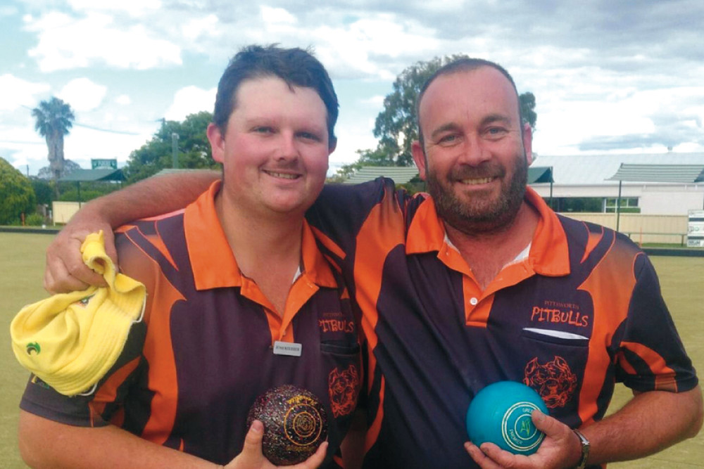 Pittsworth Bowls Club champion for 2022 Josh Keleher, winner of the A Grade Singles and runner-up Steve Merrell.