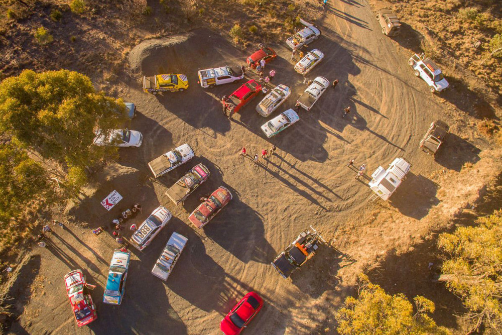 Cars getting ready to race in a previous year’s Kidney Kar Rally.