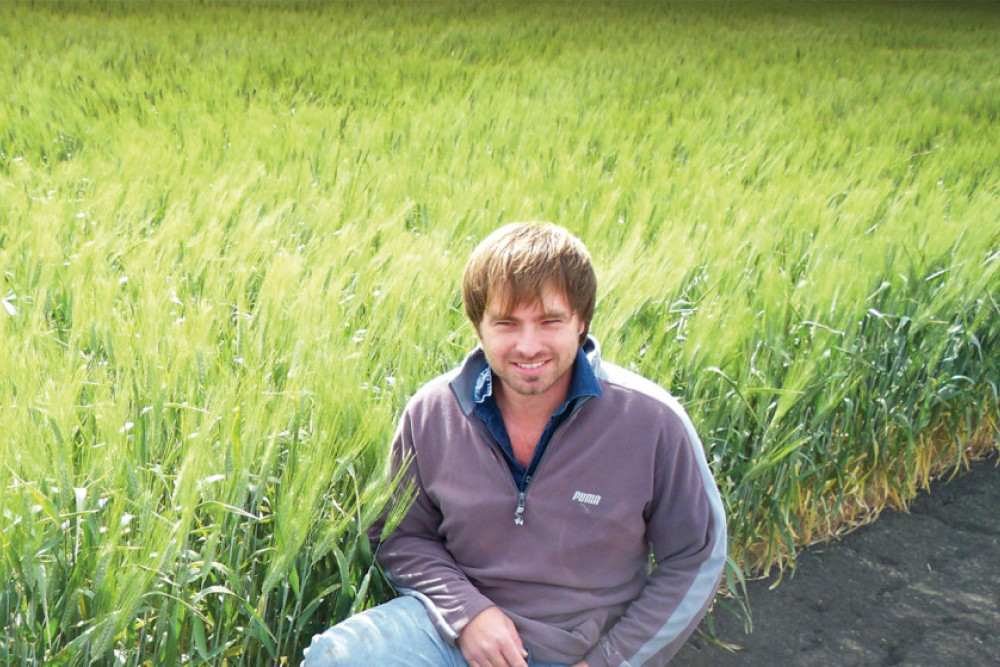 John Kummerow from Bowenville pictured with his winning durum wheat crop.