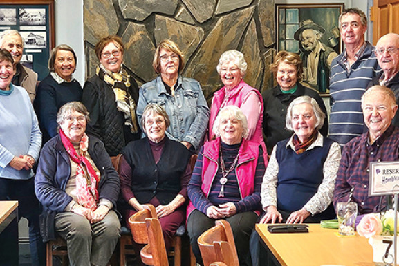 Back row, from left: Graeme Reid, Joan Carson, Lyle Batterham, Jan Turner, Mary Hamblin, Lorraine Welsh, Rod Turner, and Bill Fearby. Front, from left: Sheryle Wieden, Joyce Fearby, Barbara Gillanders, Marian Reid, Frances Symonds and cousin Cyril.