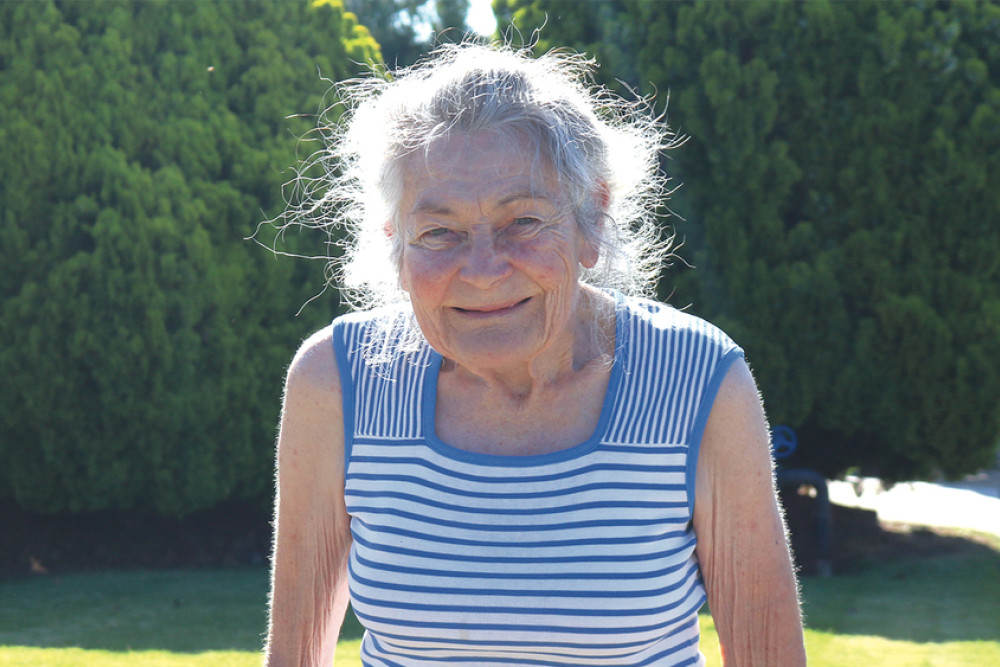 Lillian Gibson, Queensland’s first female polo player, outside CWA House in Oakey.