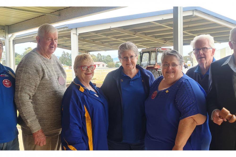 The incoming executive, from left, Andrew Highet, Bill Cameron, Andy Fitzgerald (district Governor), Sharon Manning, Maryann Bisdee, Mike Conway and Peter Free.