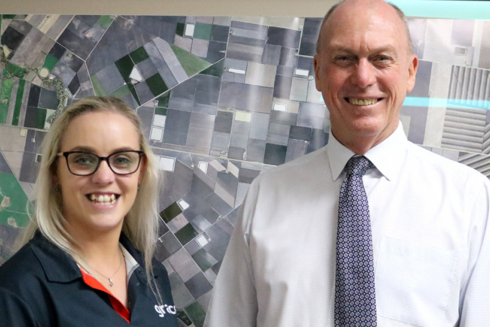 Oakey Show Society representative Louise Byers with Member for Condamine Pat Weir.