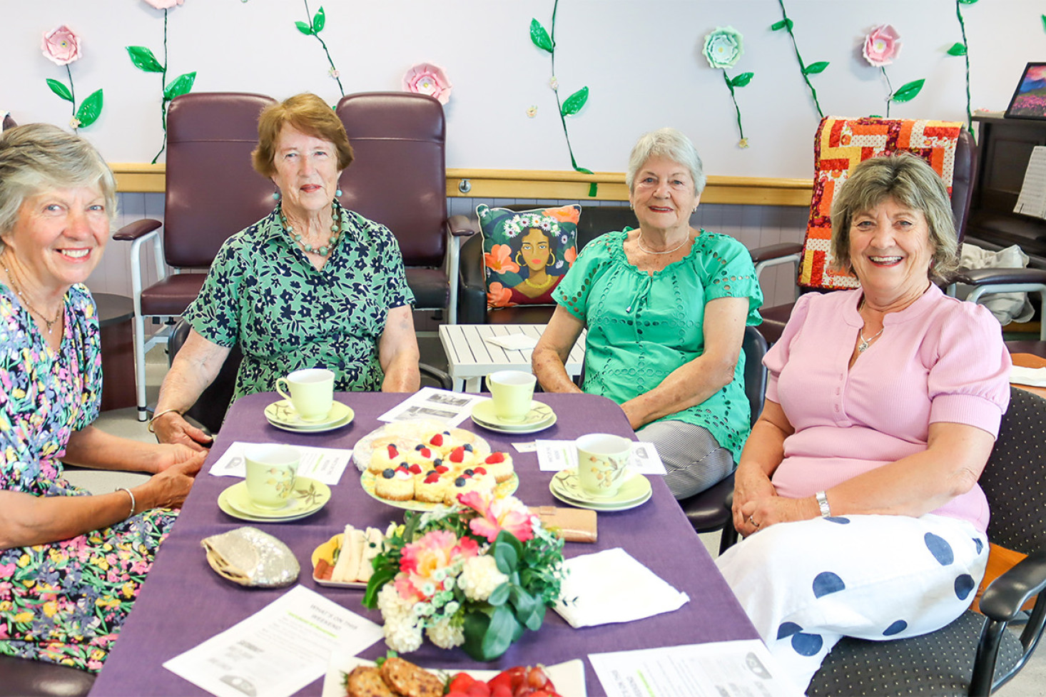 Margaret Saville, Margaret Ferguson, Lynette Noller and Kerry Morwood confronted by some delicious looking fare.