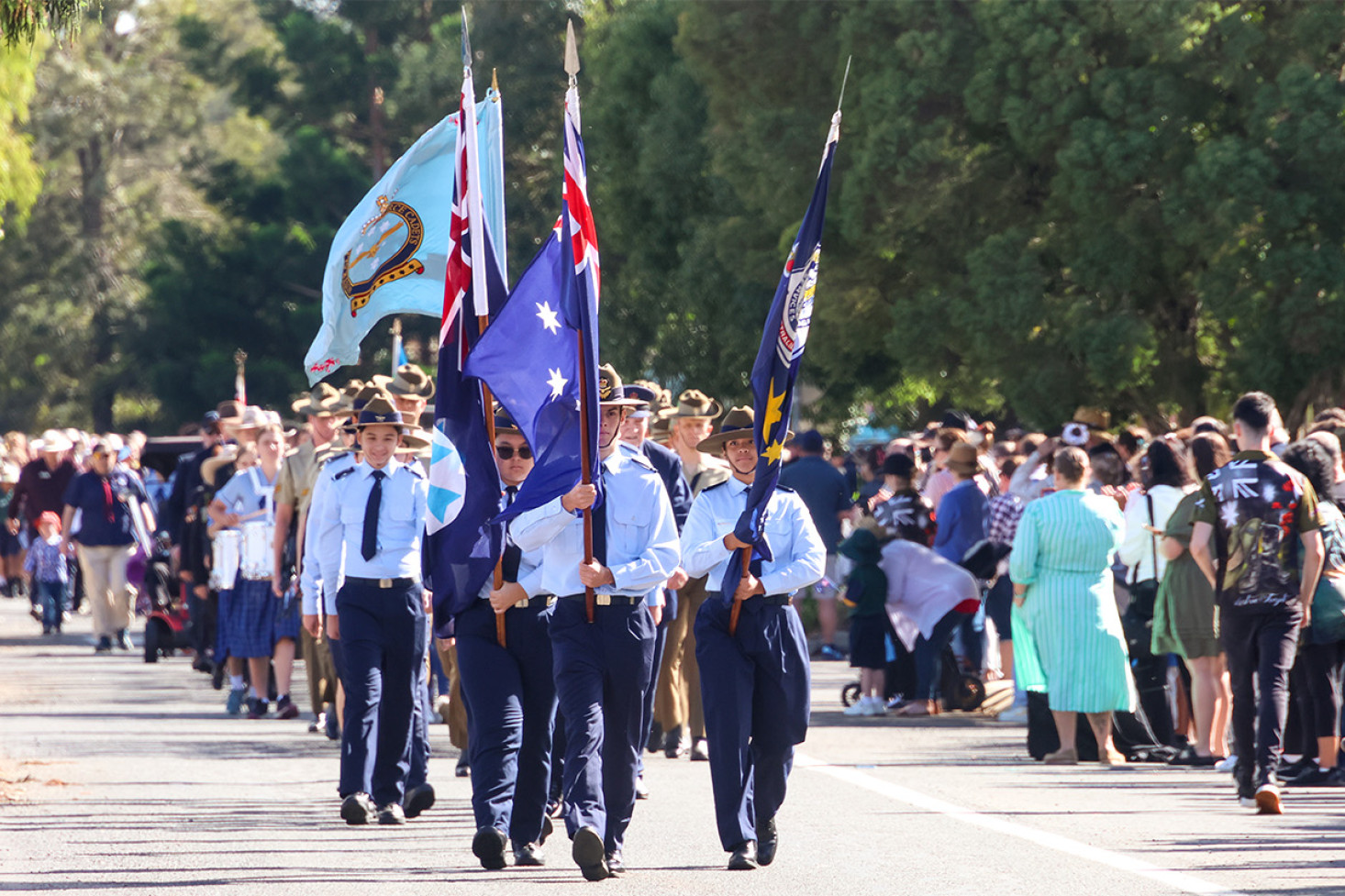 Australian Air Force Cadets 209 Squadron lead the march on Campbell Street. Photo, Allyson Gardener