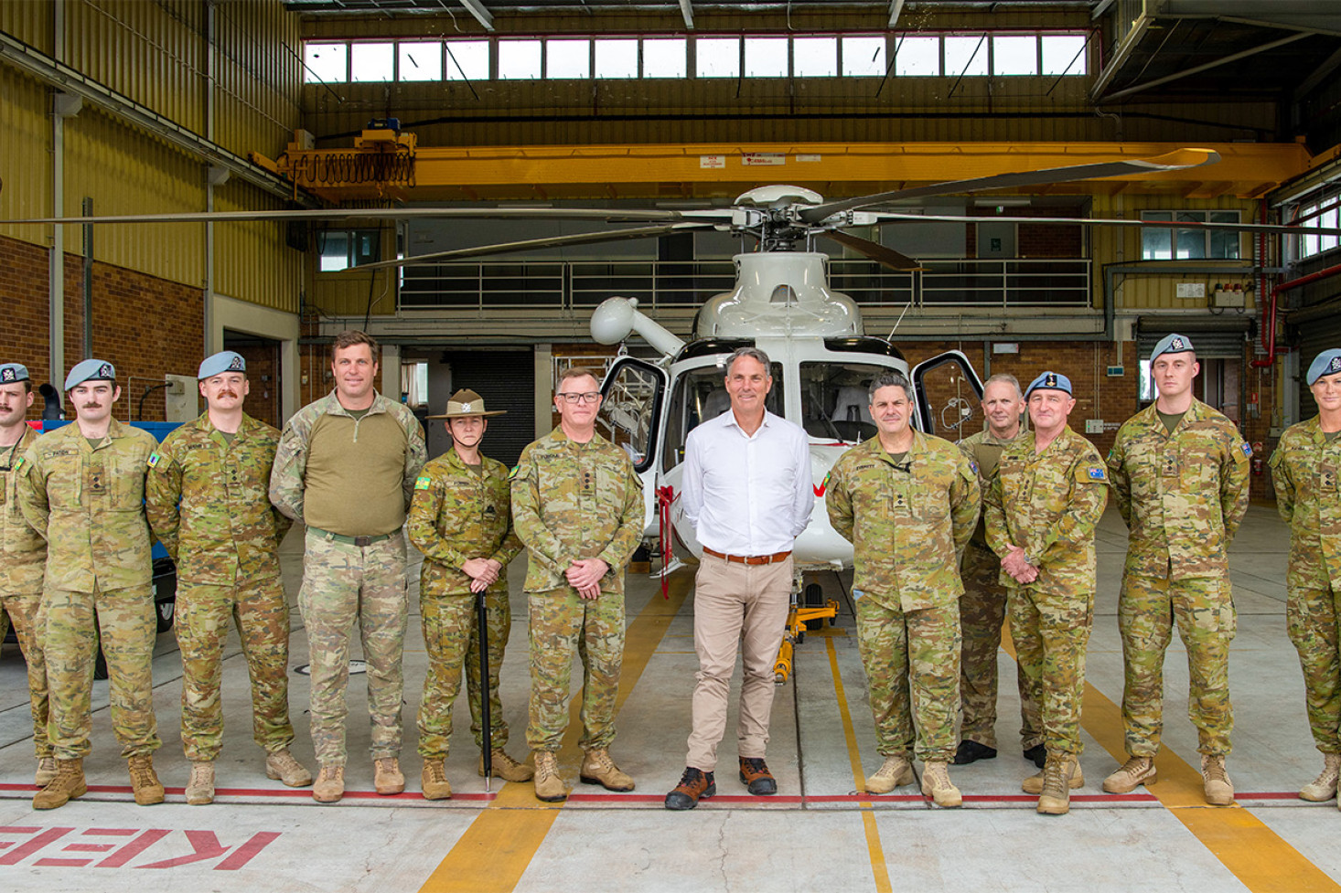 Deputy Prime Minister and Minister for Defence, Richard Marles, MP, meets with Australian Army soldiers from the Army Aviation Training Centre at Swartz Barracks. Image - Private Ukrit Paensuwan