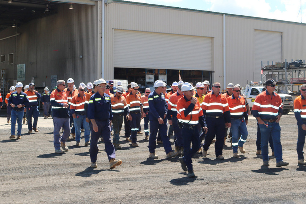 Local workers enter the New Acland site earlier this year.