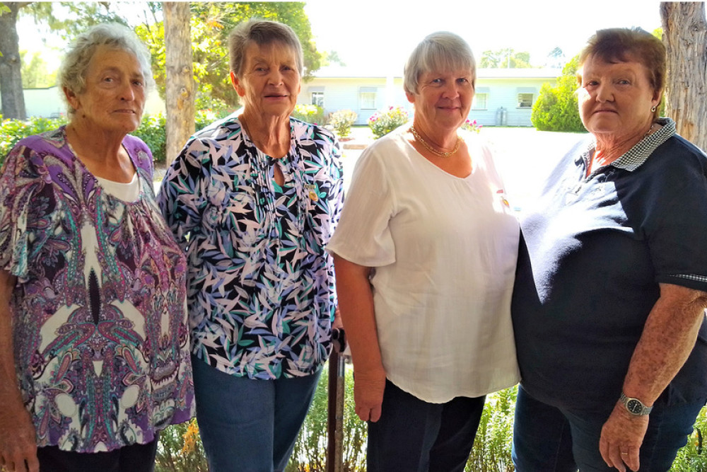 President Shirley Cornhill with recently announced Allora Show Life Members Margaret Rackley, Heather Petersen and June Bool. (Photo courtesy Glyn Rees)