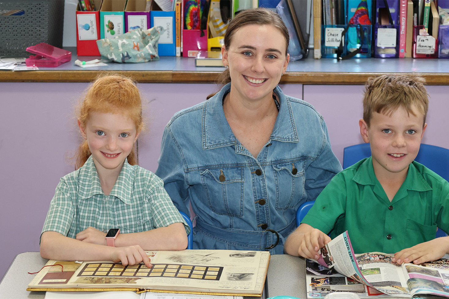 Tanya Hearne, with students Chari and Jason, will begin her teaching career at St Stephen’s School in the new year.