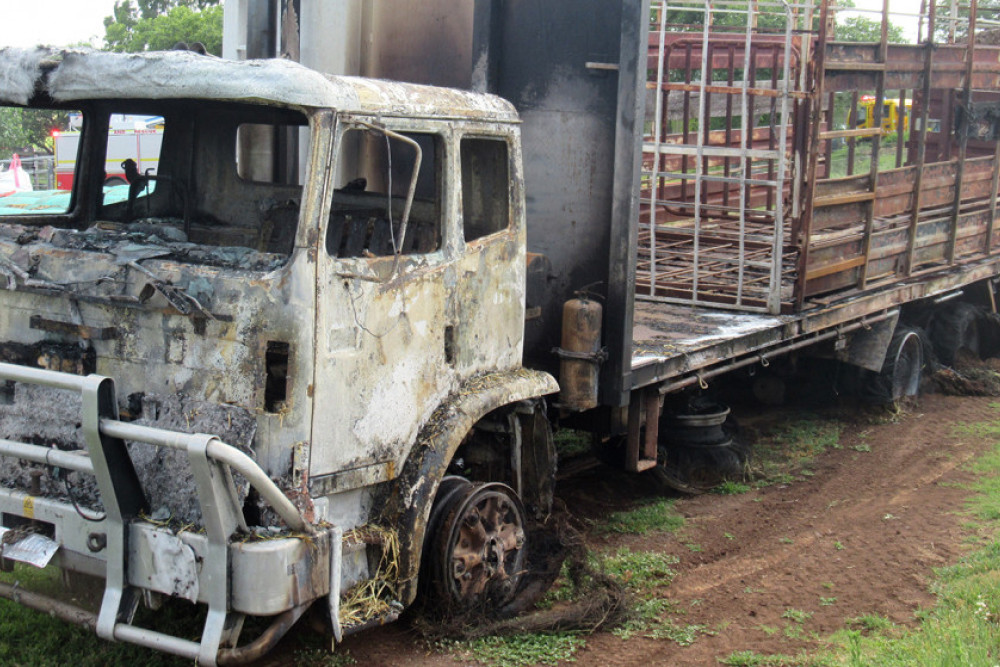 The International truck adjacent to the hay stack was a write-off.