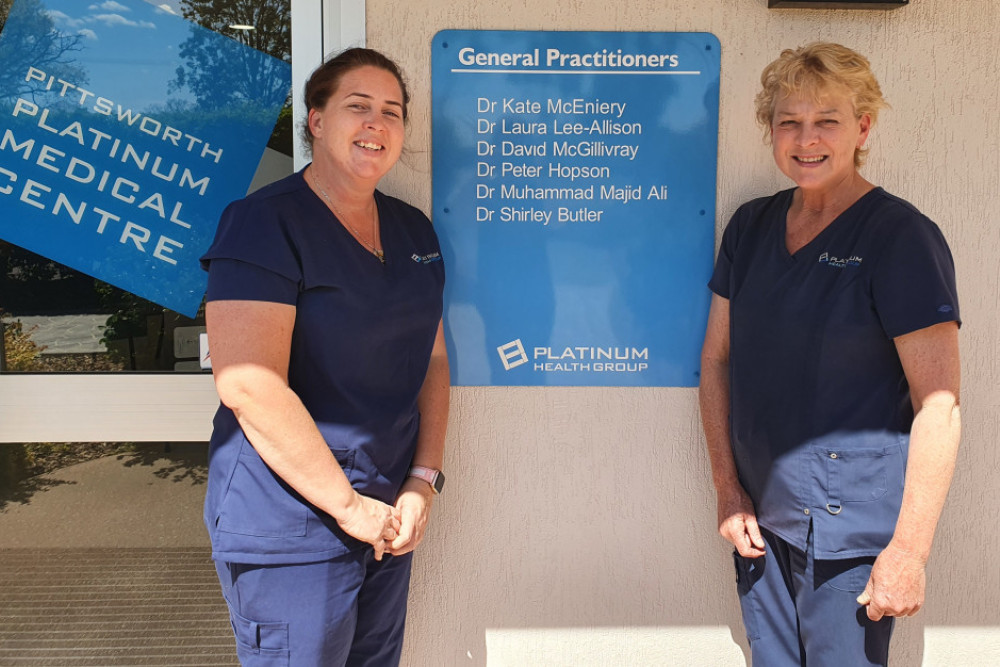 Pittsworth Platinum Medical Centre nurses Melanie and Kerri are two of the friendly faces that are here to help anyone who would like to receive their COVID-19 vaccine.