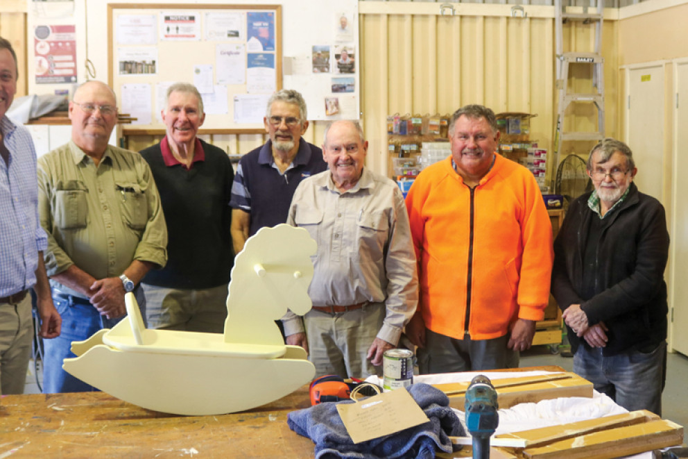 ABOVE: Members of the Oakey Men’s Shed received a grant from Groom MP Garth Hamilton last week.