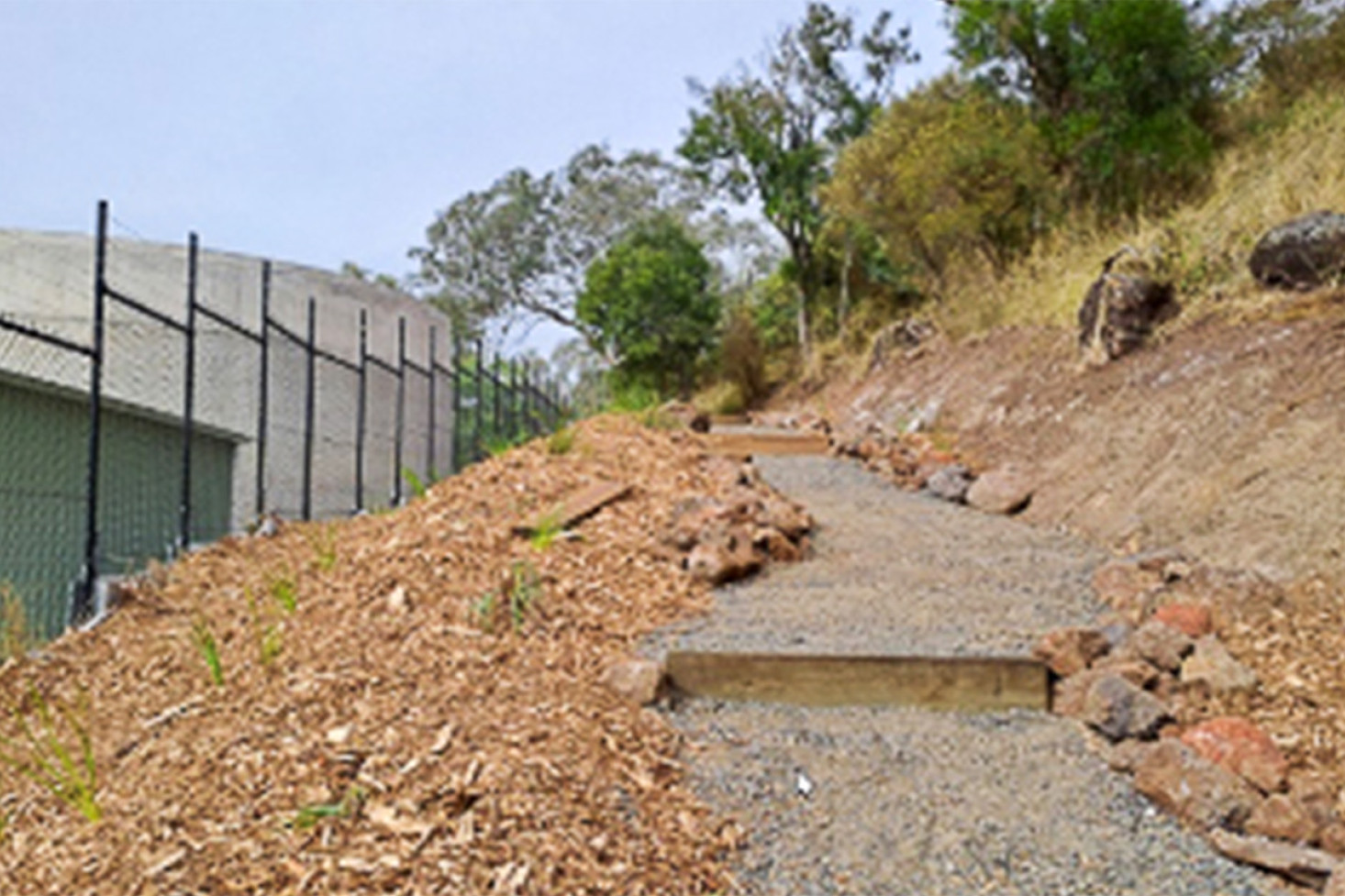 The re-constructed bushwalk at the Bushland Park, pictured last month.