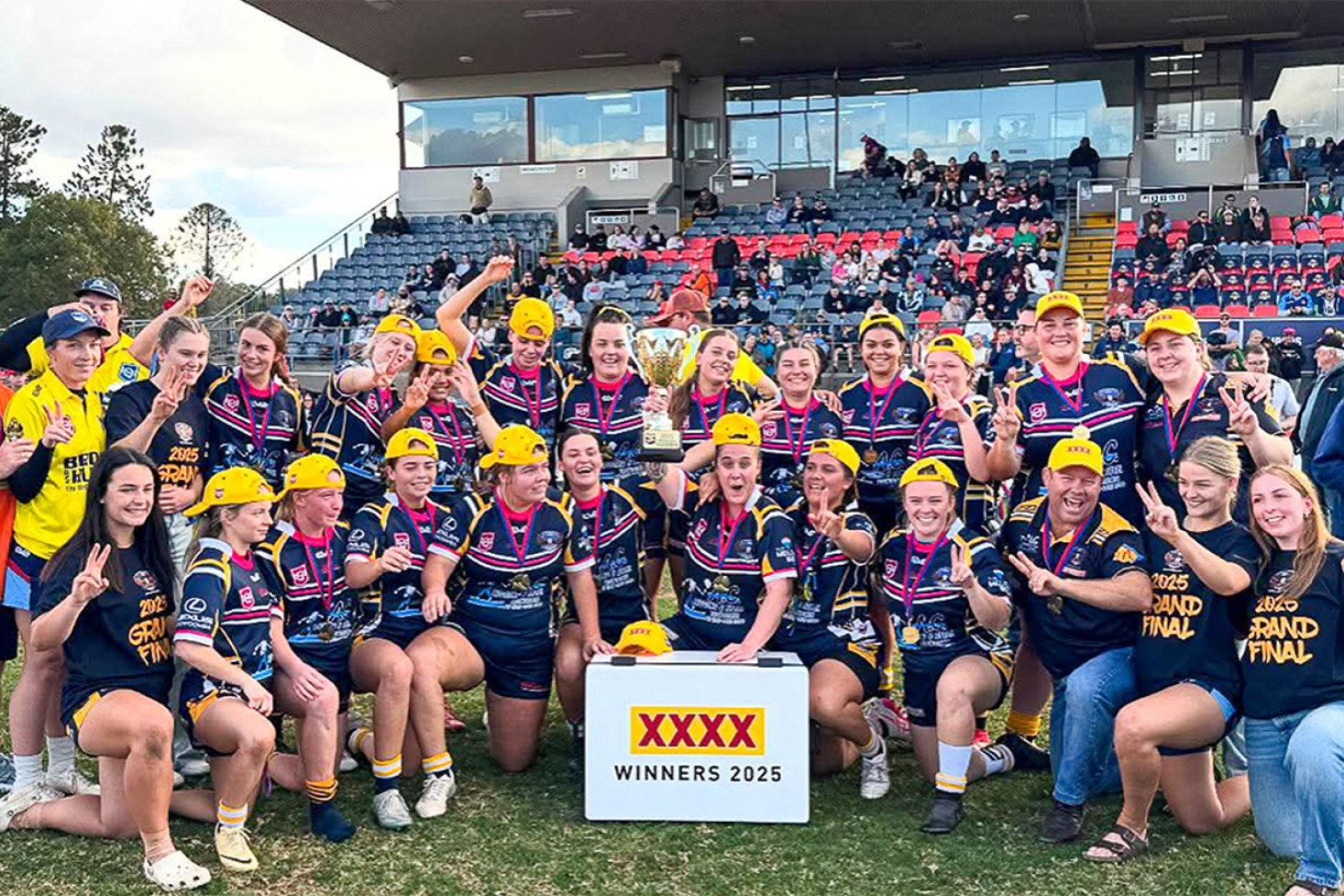 The victorious Highfields team celebrate after winning the 2025 TRL Women’s Premiership.