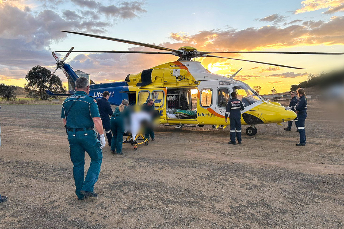 Paramedics airlifted a teenager to Hospital following a fall near Oakey on Monday.
