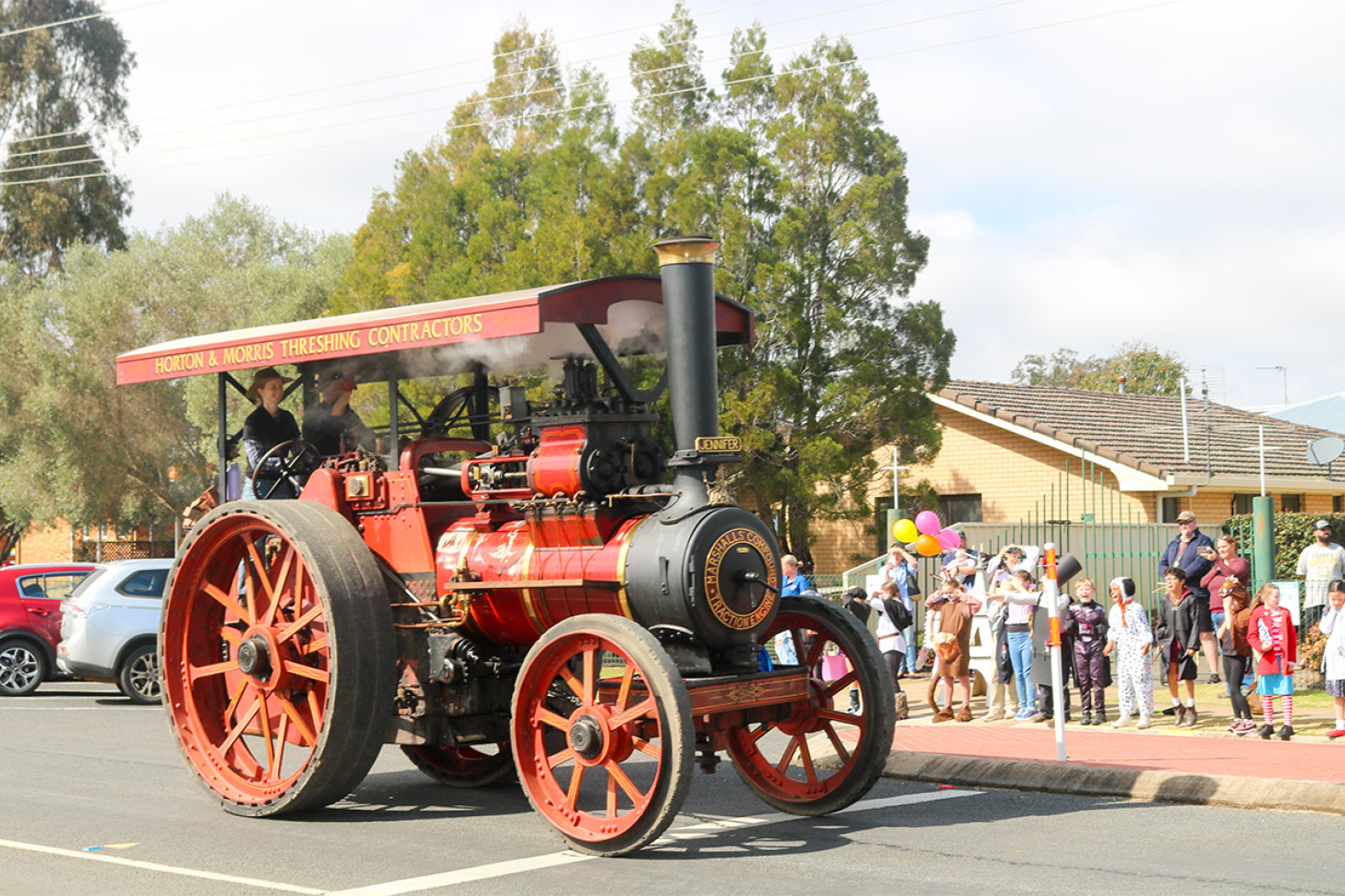 A machine as part of a parade through town on its way to Kingsthorpe.