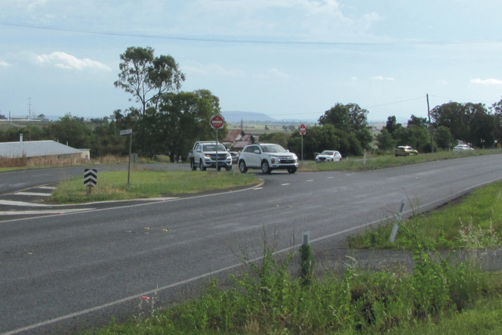 Safety concerns surround the junction of the Old Wyreema Road and the former Gore Highway.