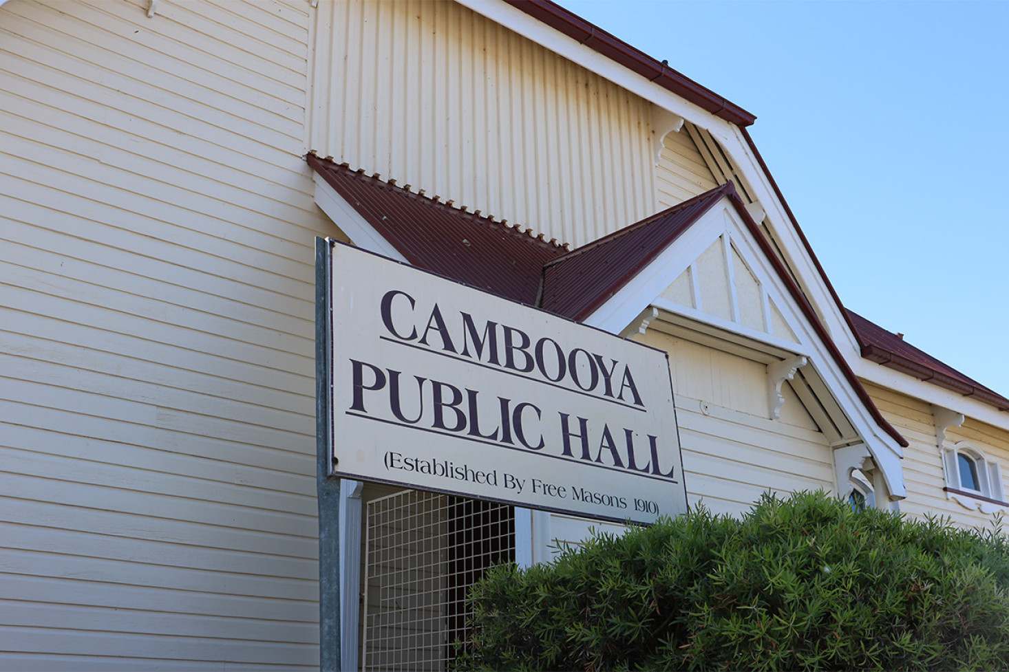 Cambooya Public Hall will receive insurance assistance.