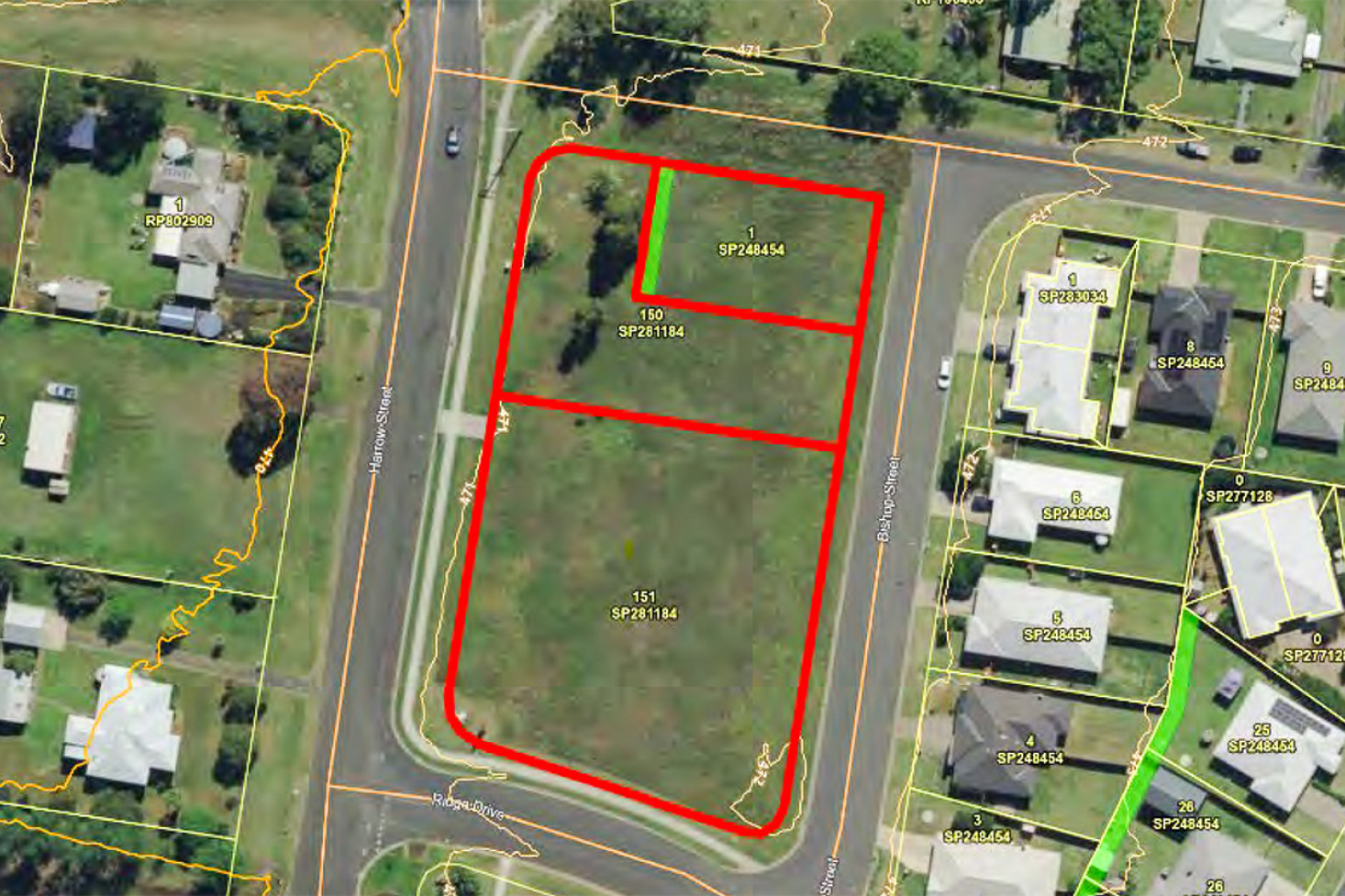 The development application proposes to make these three lots into ten residential lots.