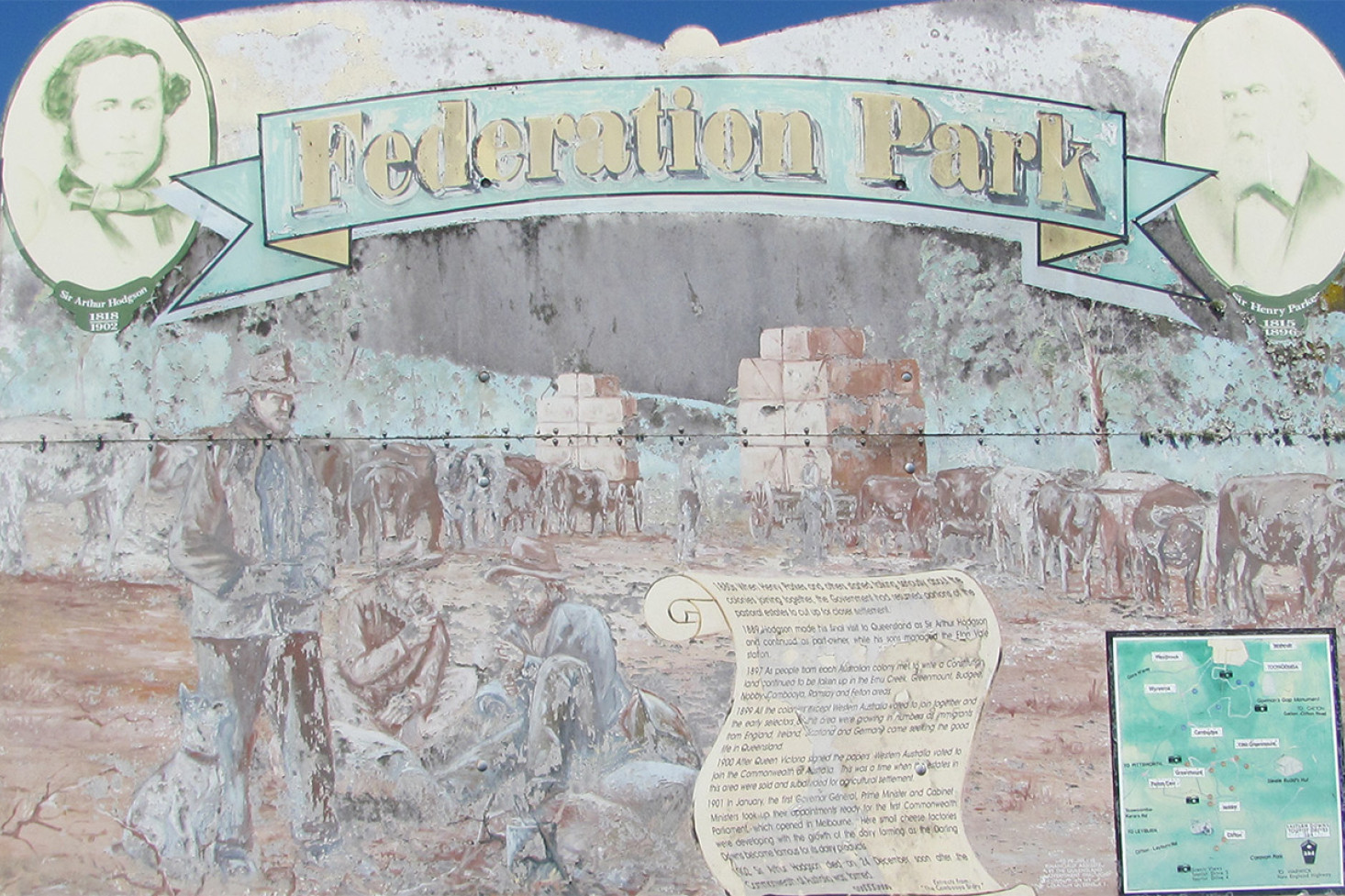 The daggy-looking sign at the front of Federation Park at Vale View was highlighted in a front page article in On Our Selection News in November last year.