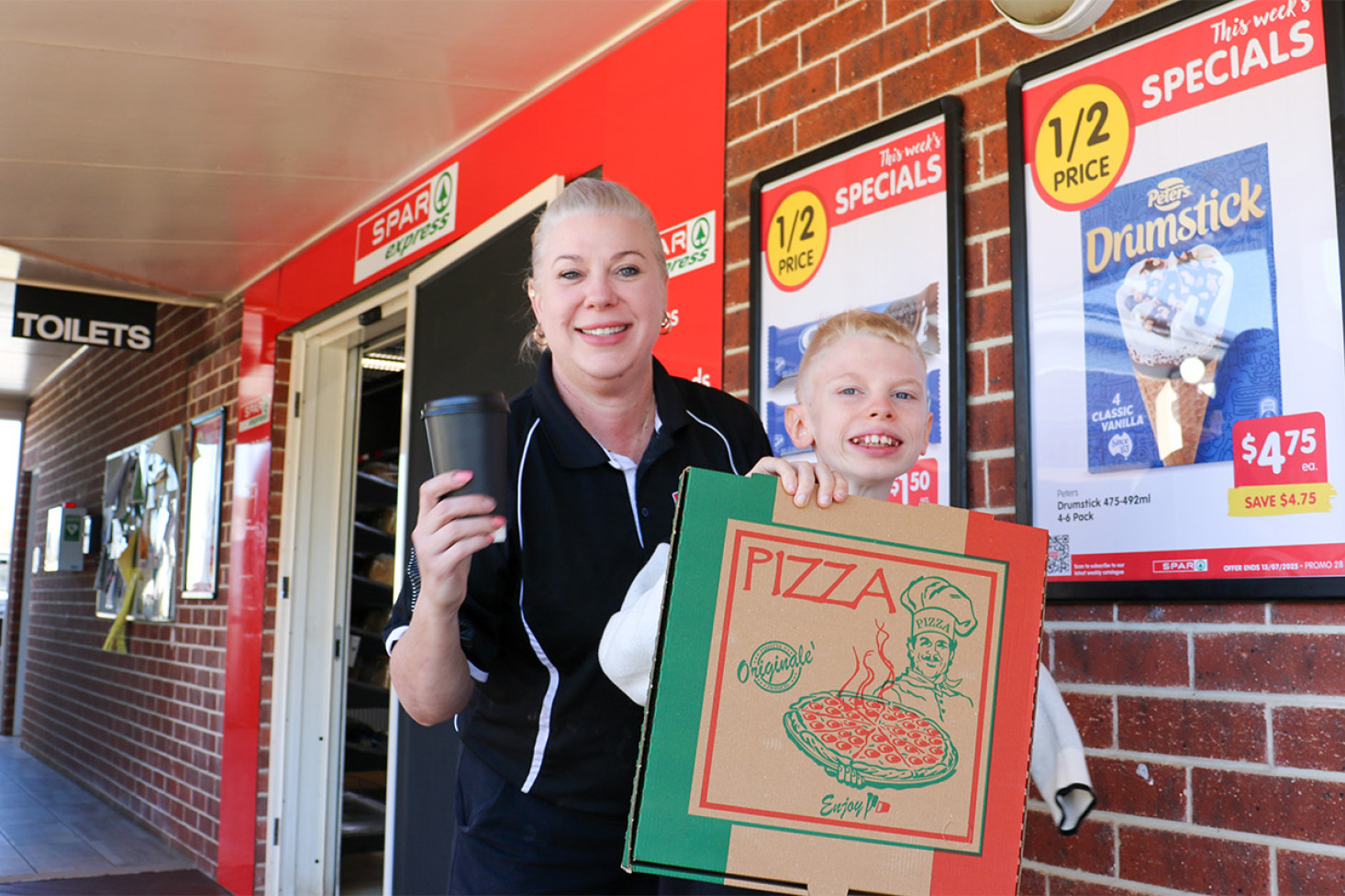 Coffee and pizza are among the exciting new offerings from Spar Express Hodgson Vale owner Jo Sandy and her son Oliver.