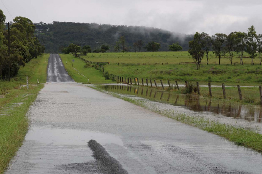 Water pooled up on Hodgson Vale Road in Hodgson Vale.