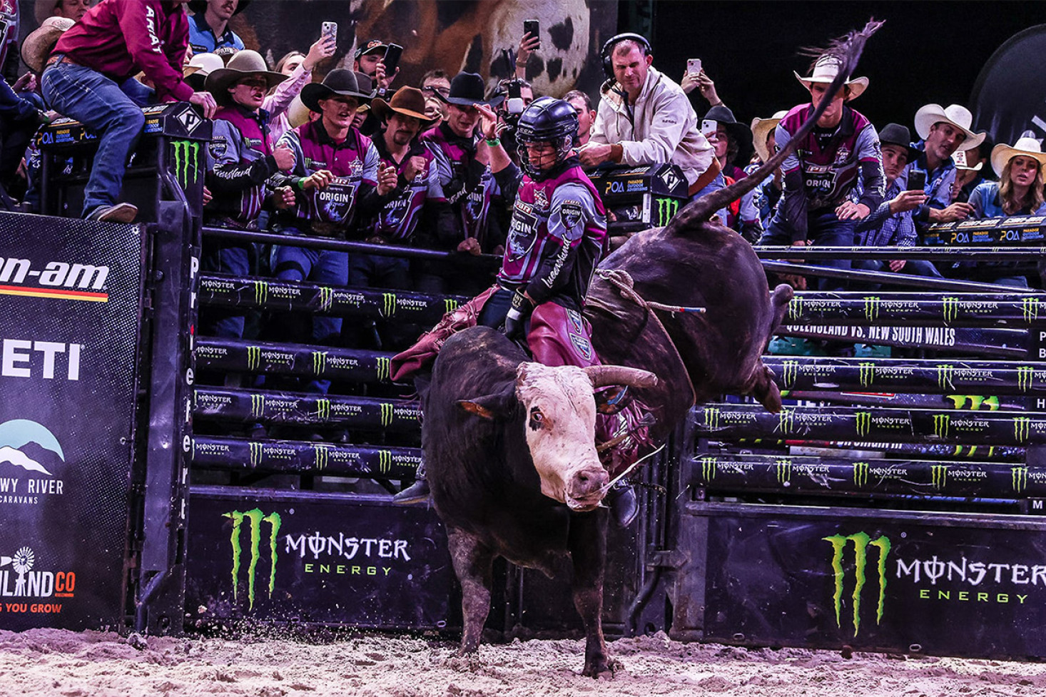 Zane Hall competing at the PBR Origin Series in Sydney. Photo, PBR Australia