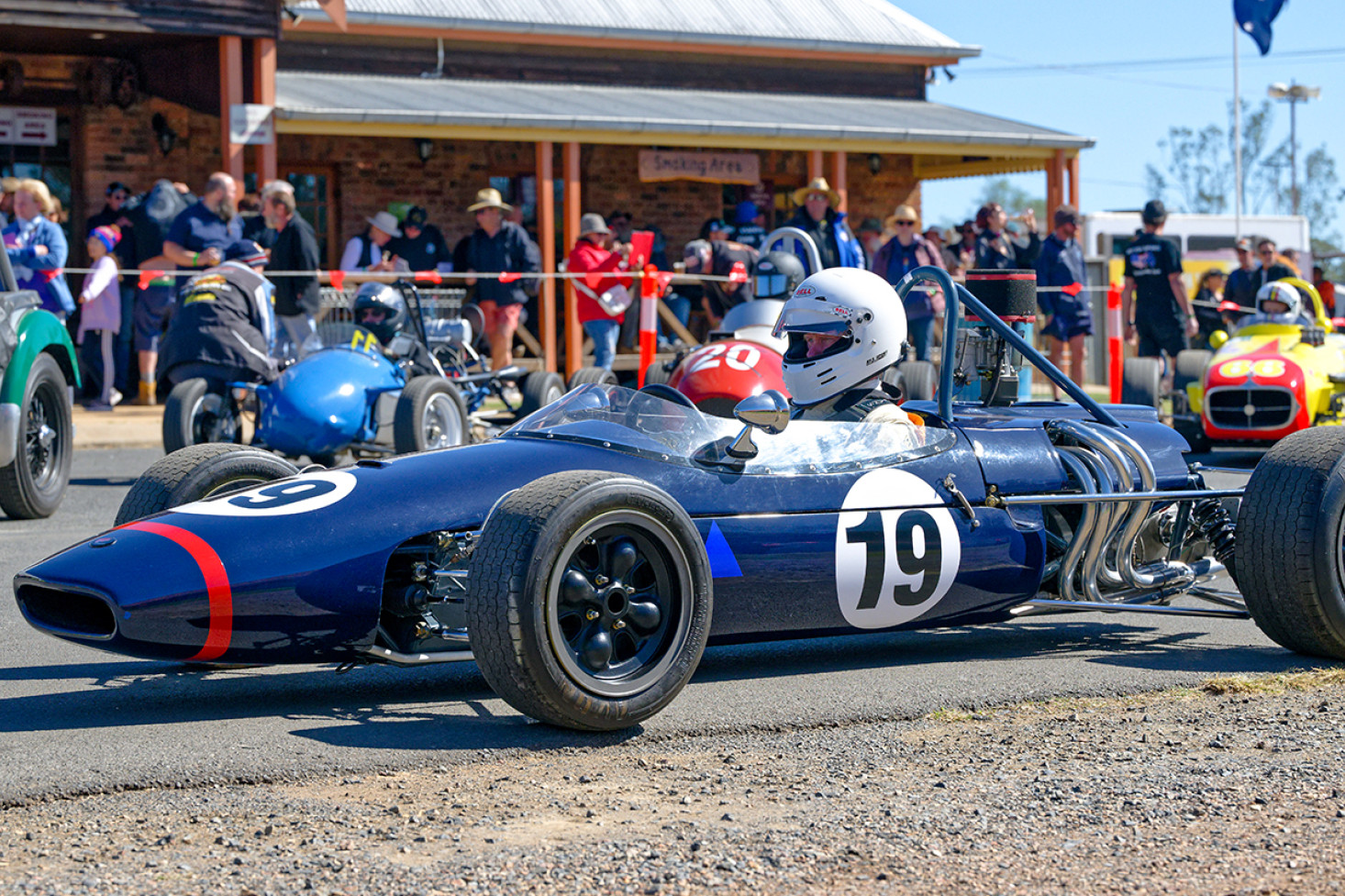 Open wheeler race cars at Leyburn provide a nostalgic view of racing from times past.