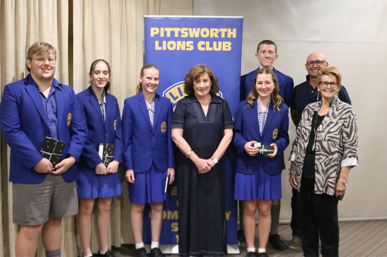 Cooper Hutley, Keira Quinn, Jenna Kronk, Kerry McIntyre, Ava Schultz, Helen Everingham, (at back) Will Collins and Tim Hoffmann.