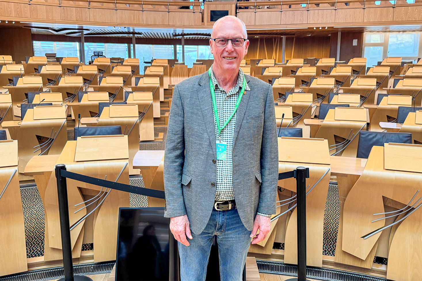 Pat Weir in the Scottish Parliament as part of his educational visit.