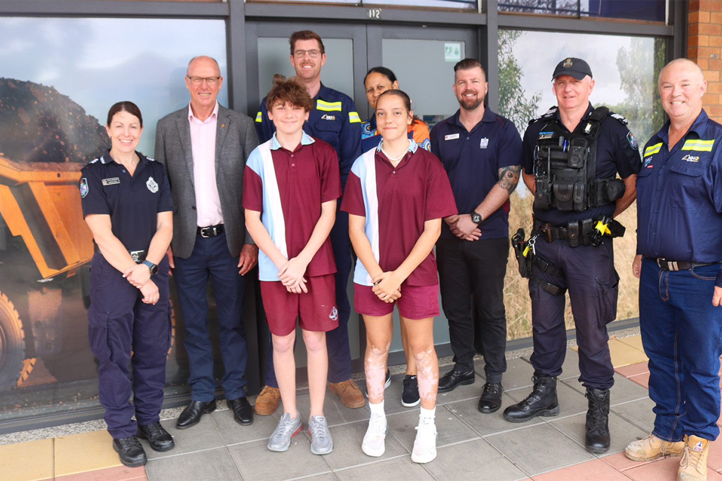 Chantal Kelly (QPS), Pat Weir (Member for Condamine), Dylan Turnbull (Oakey High student), Dave O’Dwyer (NAC), Kat Medland (PCYC - Oakey Connect), Aaliyah Washington (Oakey High student), Rob Workman (PCYC Queensland), James Leahy (Oakey Police Station Officer in Command), Ben Day (NAC).