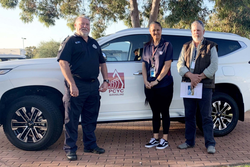 PCYC Toowoomba branch manager Cam Crisp and new Oakey Connect coordinator Katarina Medland with Trevor Stephens from Darling Downs and West Moreton Primary Health Network (PHN).