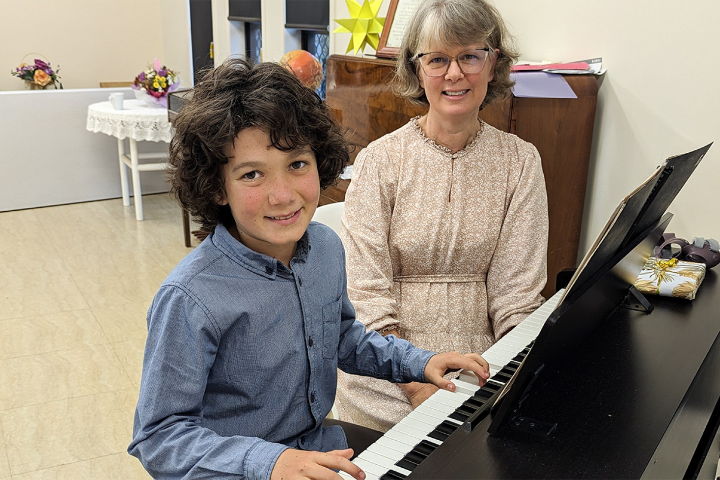 Patrick Martyr and Ruth Shepherd at The Grange piano recital.