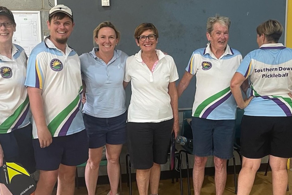 Testing their mettle with a paddle were, from left, Ann-Maree Cutmore, Aaron Payne, Cr Edwina Farquhar, Pru Barkla, Viki Guymer and Phillipa Smith.