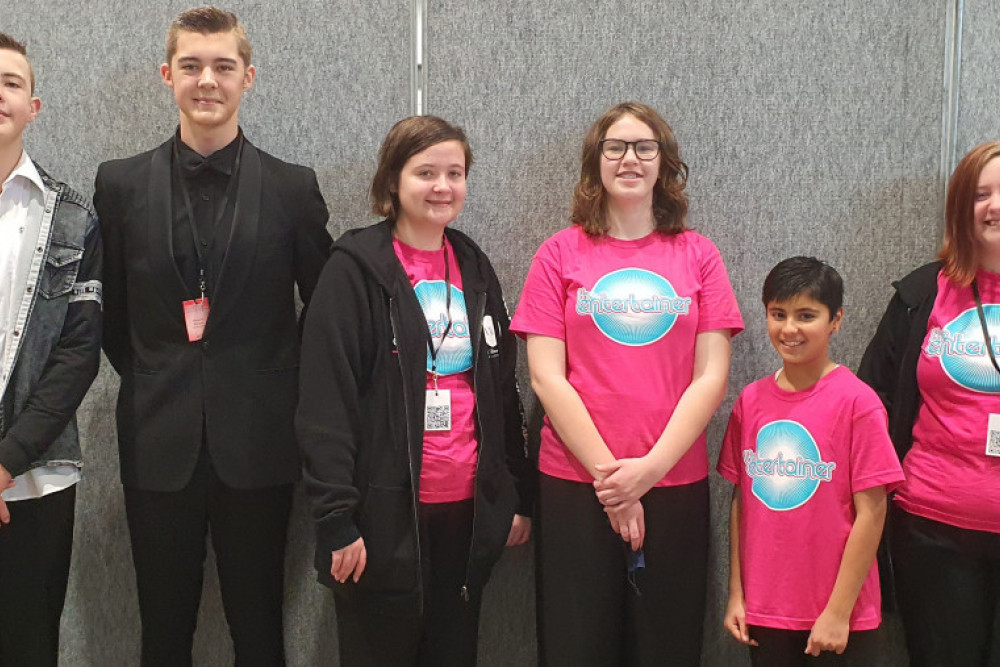 The PSHS CGEN choir students, from left: Aramis McEwan, Alexavier McEwan, Melanie Greenwood, Erika Ferdinand, Freya Santsingh, Hayley Greenwood.