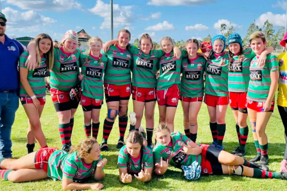 The Pittsworth Danes Rugby League Girls Team that competed in the local Carnival.