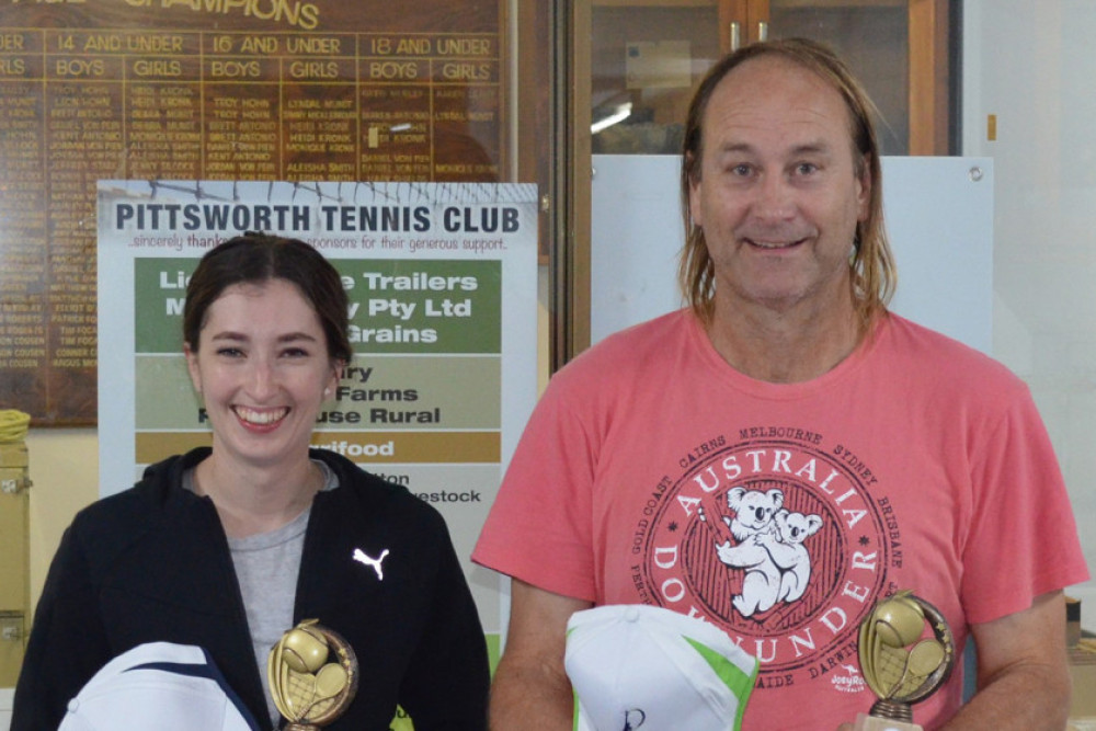 Mahoney Family Shield Mixed doubles winners Amy Speck and Glen Featonby.