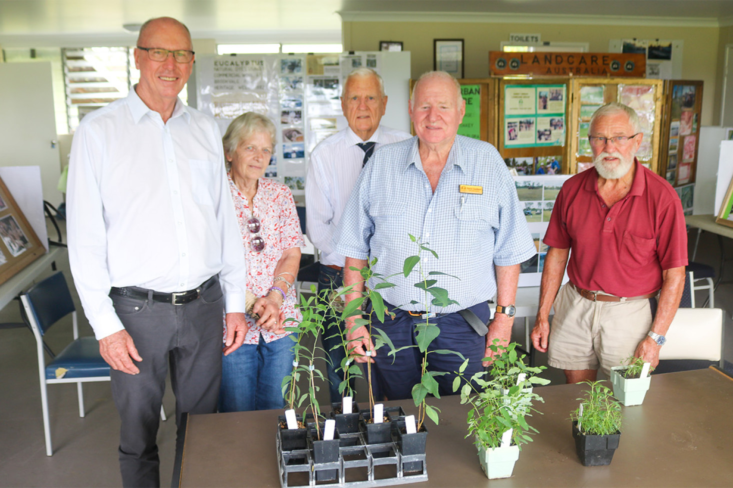 Pat Weir MP, with representatives from the Oakey Urban Landcare Centre, one of the community groups which works on PFAS-affected land. (From left) Di Meredith, Dr Eric Donaldson, Trevor Cockburn, and Paul Green.