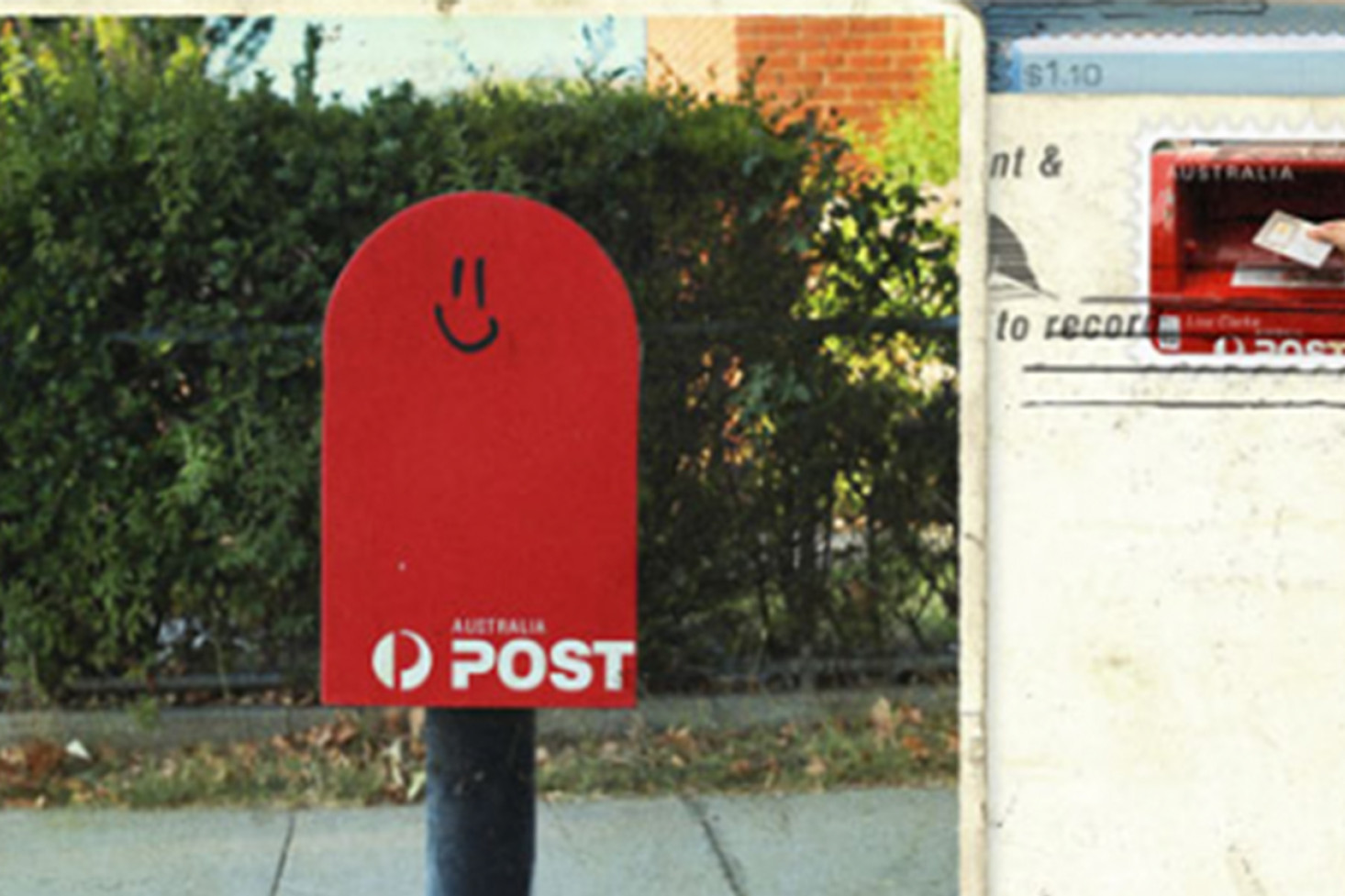 Lisa Clarke and Ben Tupas / Posting Box, Cnr Smollett Street and Macauley Street, Albury, 2024 (detail) 2024 / photograph and digital composite / 17 x 11cm / © Lisa Clarke and Ben Tupas.