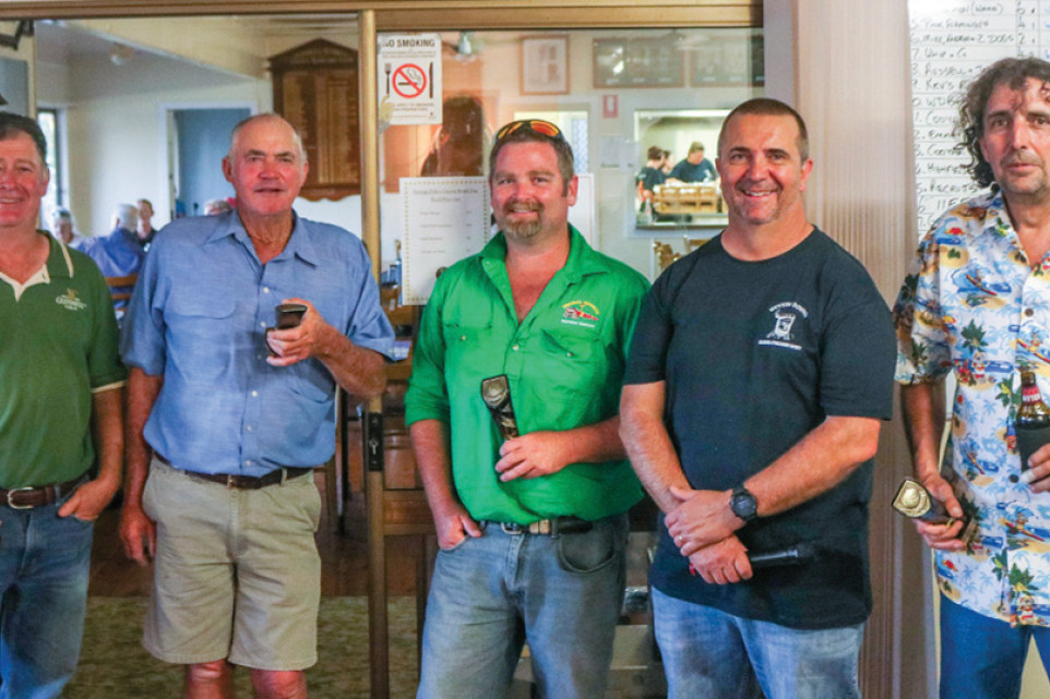 The winning team with event organiser Peranga Police Senior Constable Chris Hay (second from right).