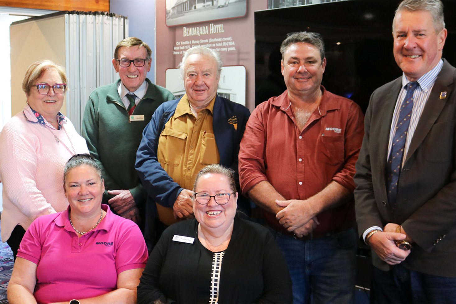 Back: Rhonda Ashton, Cr. Kerry Shine, Lionel Moore, Shayne Moore and Cr. Trevor Manteufel. Front: Karen Moore and Beverley Lister.